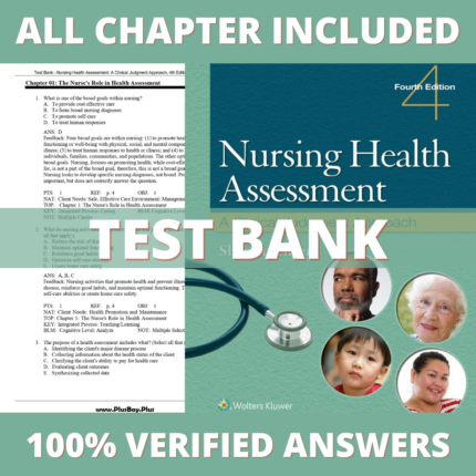 Test Bank for Nursing Health Assessment A Clinical Judgment Approach, 4th Edition (Jensen, 2023)