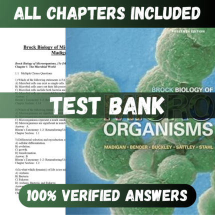 Test Bank Brock Biology of Microorganisms 15th Edition (Michael Madigan, 2017)