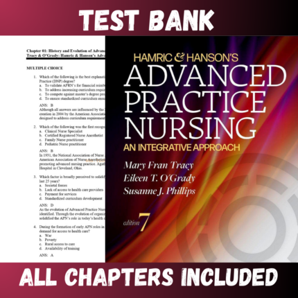 Test Bank - Hamric and Hanson’s Advanced Practice Nursing An Integrative Approach, 7th Edition by Tracy