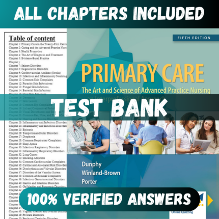 Test Bank Primary Care Art and Science of Advanced Practice Nursing 5th Edition (Dunphy, 2019)
