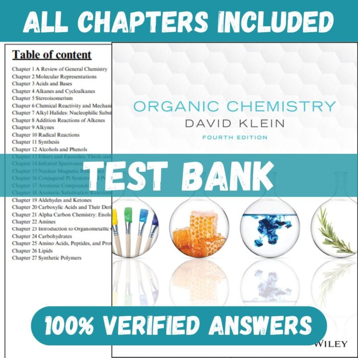 Test Bank Organic Chemistry 4th Edition (Klein, 2021)